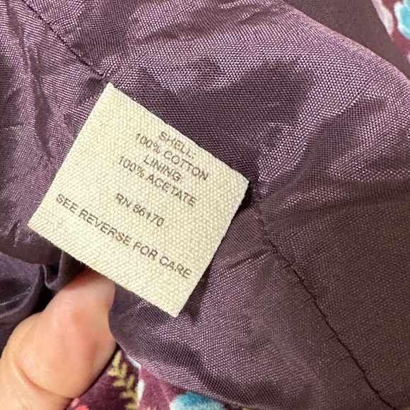 Free People Cotton Velvet Jacket Fully Lined Floral Bow Boho Small Petite - Picture 12 of 13